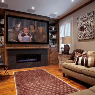 Example of an eclectic home theater design in Charlotte