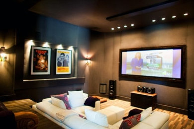 Example of a trendy home theater design in Nashville