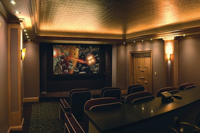Example of a transitional home theater design in Cincinnati