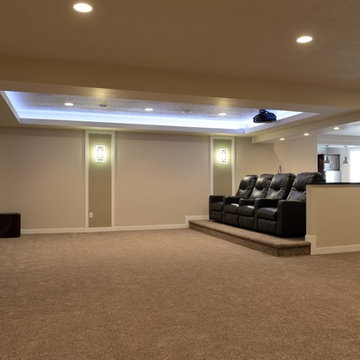 Transitional Style Basement Family Room