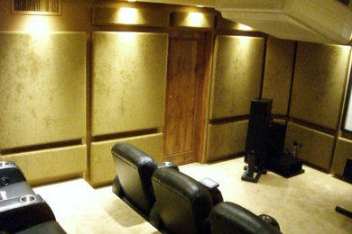 Inspiration for a contemporary home theater remodel in Phoenix