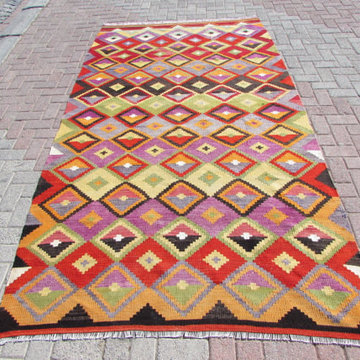Turkish Kilim Rug ,Turkish Classic Kilim Rug Carpet 114'x65' (292cm x 166cm)
