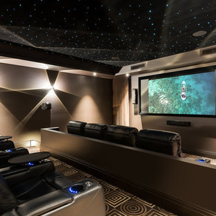 Design ideas for a contemporary home theatre in Gold Coast - Tweed.