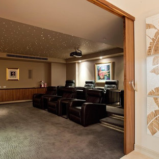 Inspiration for a tropical home theater remodel in Brisbane