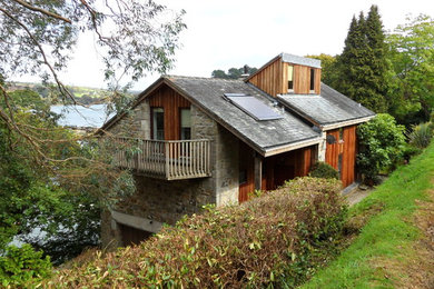 Rustic house exterior in Cornwall with mixed cladding.