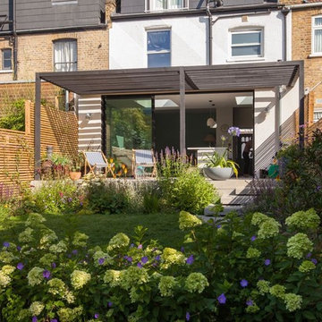 Family garden with deck