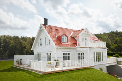 Example of a transitional exterior home design in Stockholm