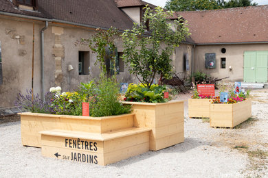 Cette image montre un petit jardin design l'été avec une exposition ensoleillée.