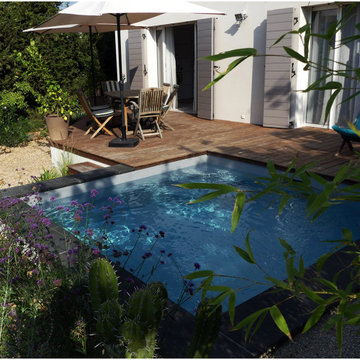 Jardin écologique intégrant une micro piscine carrée