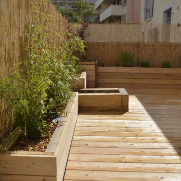 Terrasse jardin de graminées