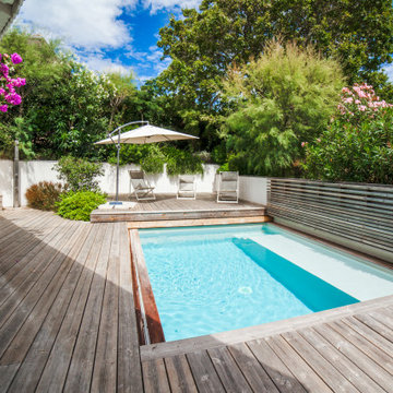 Terrasse mobile ALKIRA piscine ouverte. Réalisation 2017