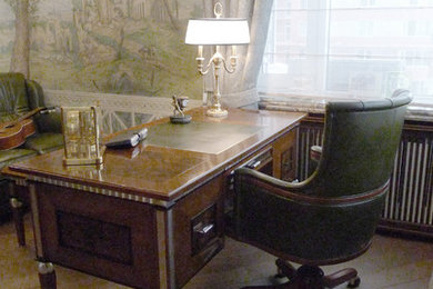 Пример оригинального дизайна: кабинет в стиле неоклассика (современная классика)