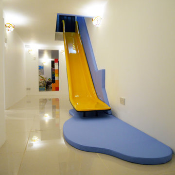Children's Slide into Basement Playroom