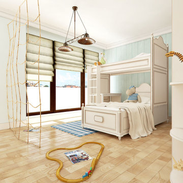 Contemporary mixed mediterranean childs room