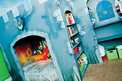 Diseño de habitación infantil unisex de 4 a 10 años contemporánea