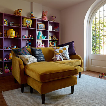 L-shaped sofa & shelving