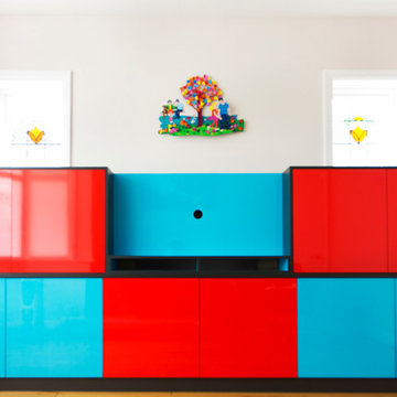 TV Wall Unit - Red and Blue Gloss