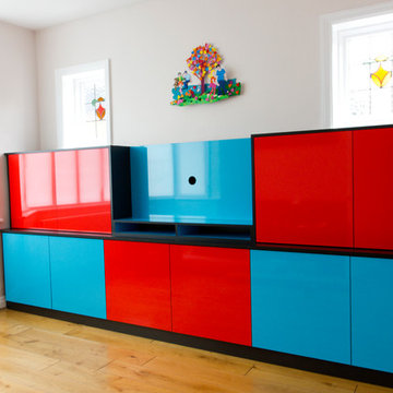 TV Wall Unit - Red and Blue Gloss