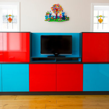 TV Wall Unit - Red and Blue Gloss