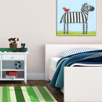 A Zebra With Red Bird