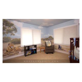 African Safari Wall Mural of Animal Wildlife - Contemporary - Kids ...