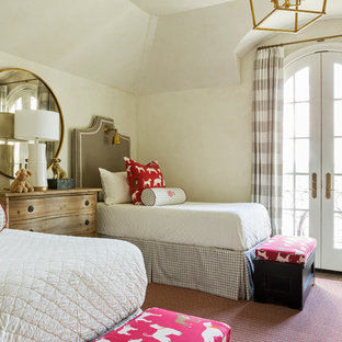 Inspiration for a timeless gender-neutral medium tone wood floor and brown floor kids' bedroom remodel in Little Rock with beige walls