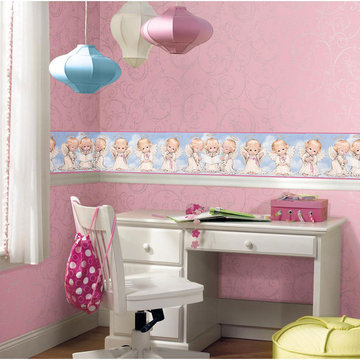 Angel Kids Baby Wallpaper Border for Cottage Kitchen Bathroom Living Room, Roll