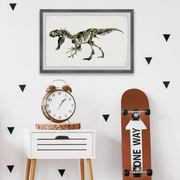 "Angry T-Rex Skeleton" Framed Painting Print
