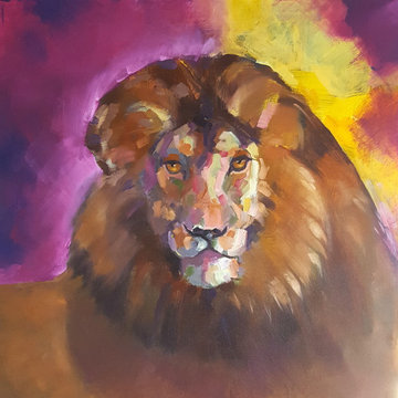 Animal Portraits - Colorful Expressionistic Lion