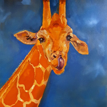 Animal Portraits - Purple Tongued Giraffe