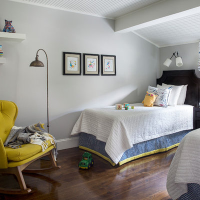 Inspiration for a mid-sized transitional gender-neutral dark wood floor and brown floor kids' room remodel in Charleston with gray walls