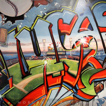 Baseball Wall Mural of SF Giants Ballpark in Graffiti Style