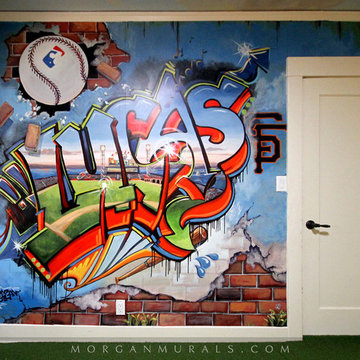 Baseball Wall Mural of SF Giants Ballpark in Graffiti Style