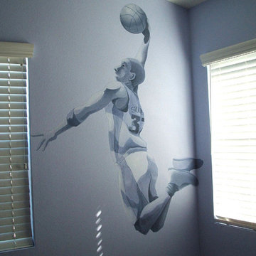 Basketball player mural
