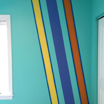 Bedroom walls and ceiling striping