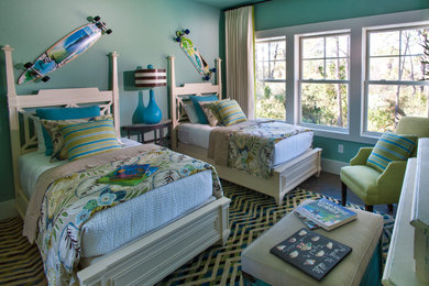 Inspiration for a transitional boy carpeted kids' room remodel in Jacksonville with blue walls