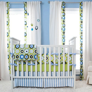 Blue and Green Giddy Dot Crib Bedding Collection