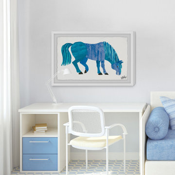 "Blue Horse" Framed Painting Print