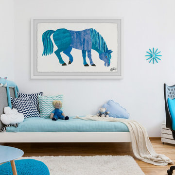 "Blue Horse" Framed Painting Print