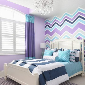 Bold Violet and Aqua Girl's Bedroom