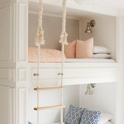 Mid-sized elegant gender-neutral carpeted kids' room photo in Portland with gray walls