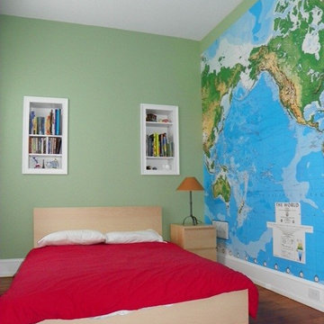 boys bedroom - watch out for that wall map!
