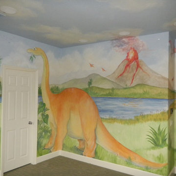 Brontosaurus in dinosaur bedroom mural