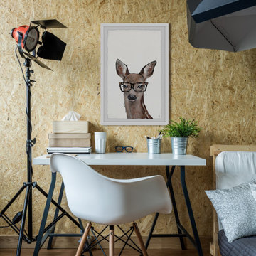 "Brown Hippie Deer" Framed Painting Print