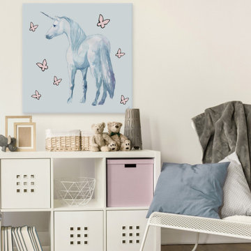 "Butterfly Unicorn" Painting Print on Wrapped Canvas