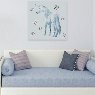 "Butterfly Unicorn" Painting Print on Wrapped Canvas