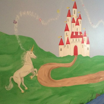 Castle and unicorn in Princess Mural