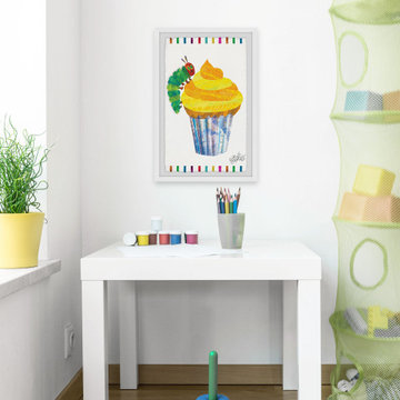 "Caterpillar Cupcake" Framed Painting Print