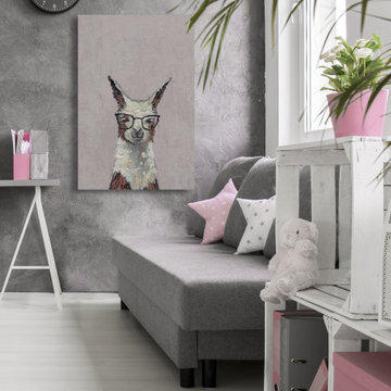 "Cheeky Smart Llama" Painting Print on Wrapped Canvas