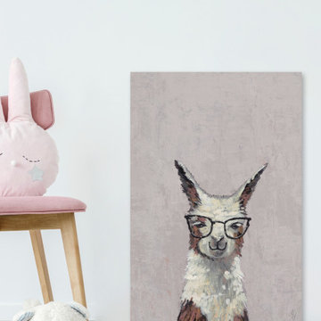 "Cheeky Smart Llama" Painting Print on Wrapped Canvas